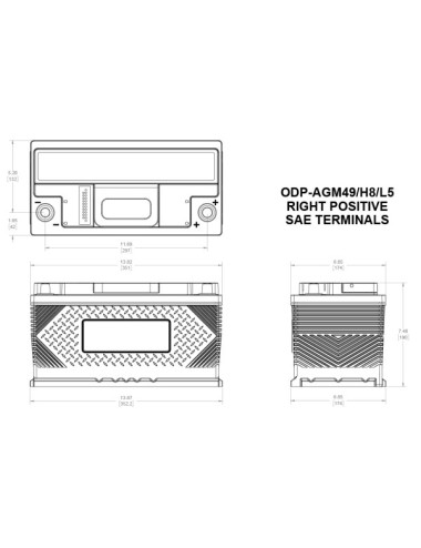 Batteria Applicazioni Professionali  ODYSSEY PERFORMANCE ODP-AGM49 H8 L5  12V 94AH 950A +Dx