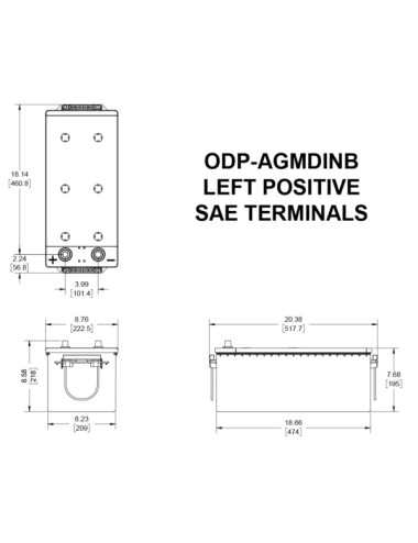 Batteria Applicazioni Professionali  ODYSSEY PERFORMANCE ODP-AGMDINB  12V 170AH 1300A - +Sx - DIN B