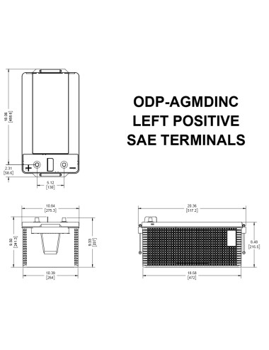 Batteria Applicazioni Professionali  ODYSSEY PERFORMANCE ODP-AGMDINC  12V 215AH 1250A - +Sx - DIN C