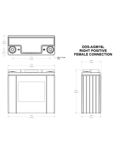 Batteria Applicazioni Professionali  ODYSSEY EXTREME ODS-AGM16L  12V 164H 170A - +Dx - T19BL