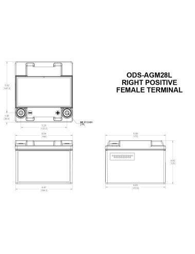 Batteria Applicazioni Professionali  ODYSSEY EXTREME ODS-AGM28L  12V 28AH 330A - +Dx - TX30L-B