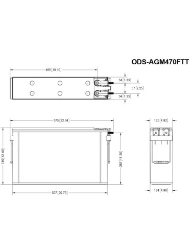 Batteria Applicazioni Professionali  ODYSSEY EXTREME ODS-AGM4470FTT  12V 214AH 1300A - +Dx