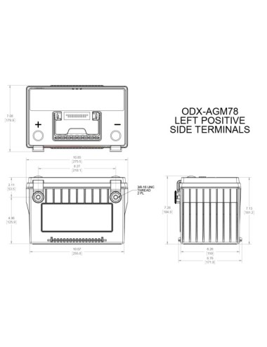 Batteria Applicazioni Professionali  ODYSSEY EXTREME ODX-AGM78  12V 68AH 850A +SFT - 48L - L3X - H6X